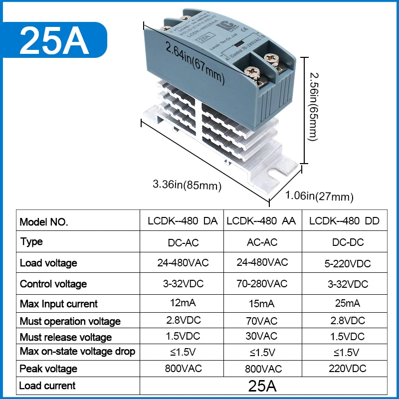 SSR Solid State Relay 10A 25A 40A 60A 80A 100A 120A DIN Rail Single Phase Relay With Heat Sink DC To AC DC To DC AC To AC image 3
