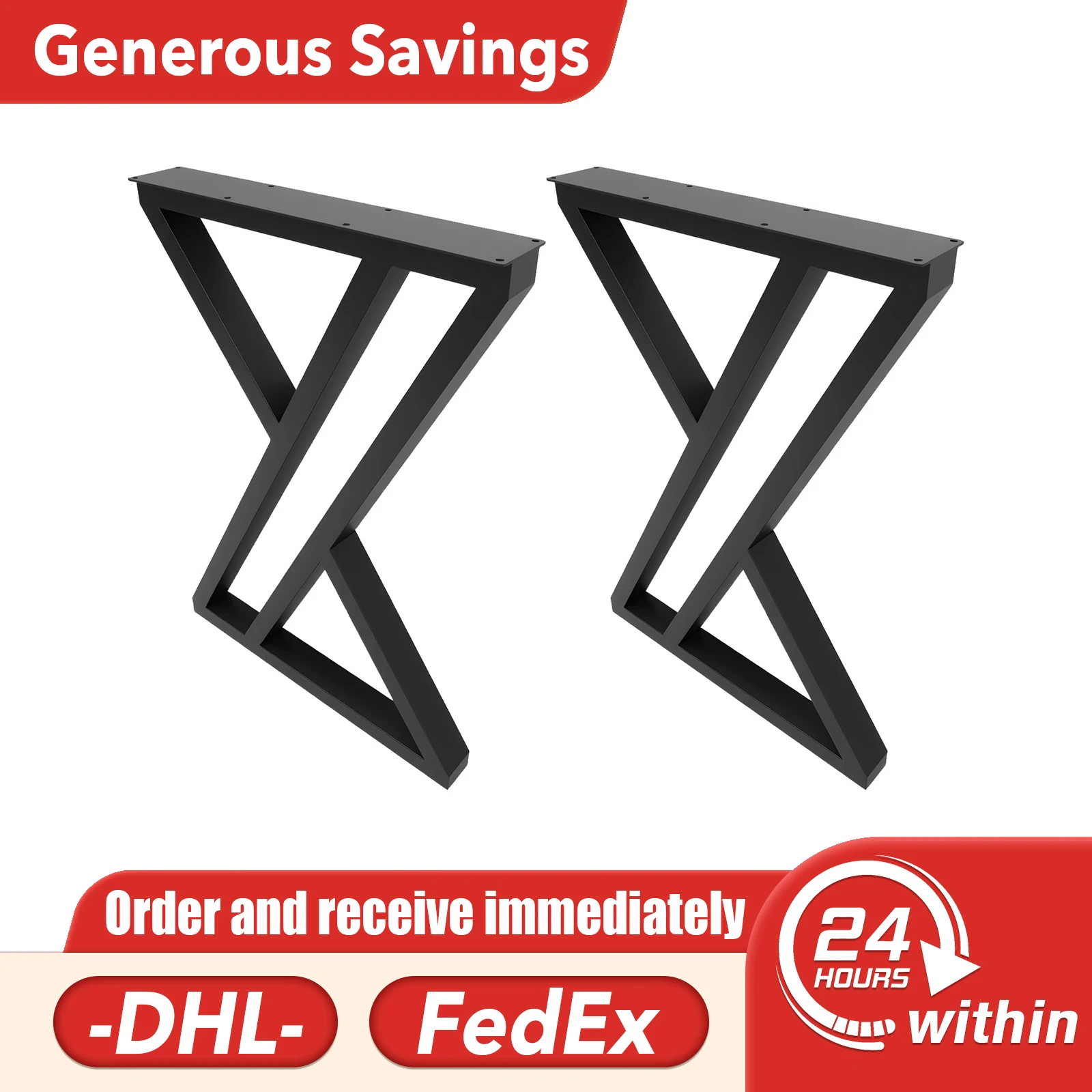 ขาโต๊ะโลหะอุตสาหกรรม 2 ชิ้น - เหล็กทรง X, รับน้ำหนักได้ 661 ปอนด์, แผ่นยางปรับระดับได้ 4 ชิ้น, สีดำสำหรับห้องรับประทานอาหาร/ห้องนั่งเล่น