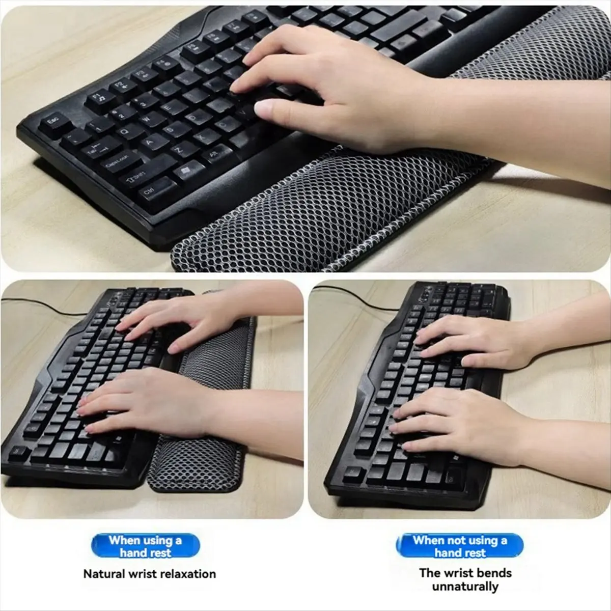 

Stable- For Mechanical Keyboard Hand Rest Ergonomic Memory Foam Wrist Guard Keyboard Wrist Rest with Anti-Slip Base L