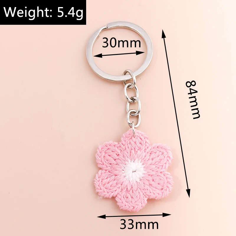 Handgefertigter gestrickter Schlüsselanhänger für Frauen und Mädchen, niedlicher gehäkelter Blumen-Schlüsselanhänger, Anhänger, Auto-Schlüsselanhänger, Handtaschenanhänger, Geschenke – Detail 4