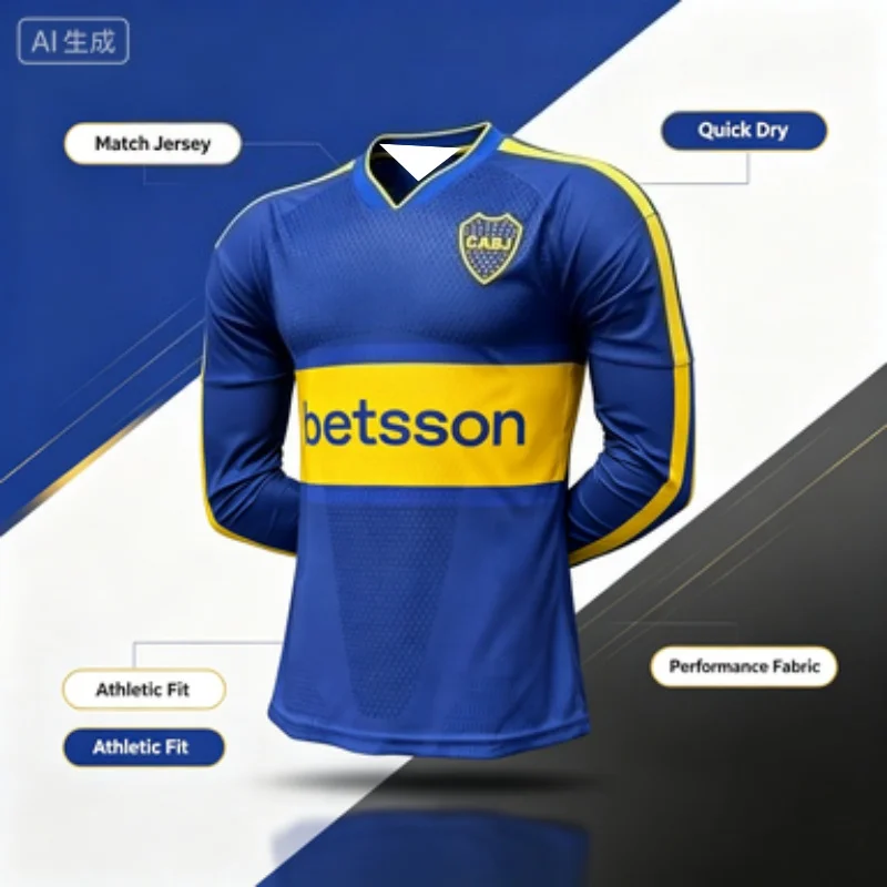 26-27 Boca Juniors Football T-shirt Men Summer Fan Style Sports Training Breathable Quick Drying 3D Print  Long Sleeves