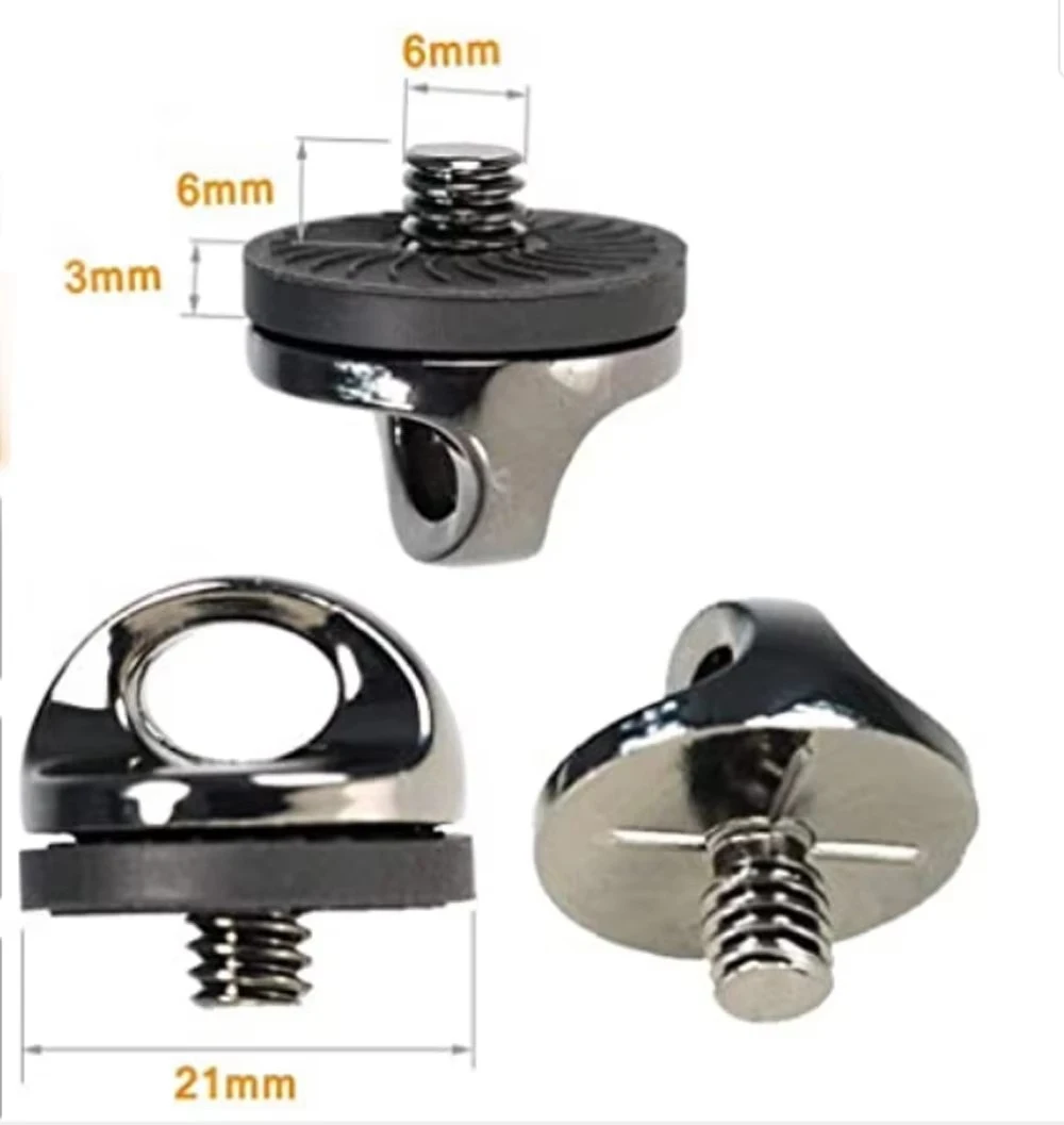 6 قطع 1/4 بوصة حامل براغي معدني سريع التركيب لحزام رقبة الكاميرا سريع التحرير 1/4 بوصة - 20 براغي، 1/4 براغي