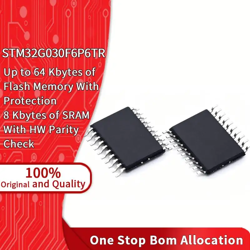STM32G030F6P6TR ARM Cortex-M0+ 32 bit MCU 32KB Flash 8KB RAM 64MHz TSSOP-20 Low Power Microcontroller For oT Sensors IC Chip