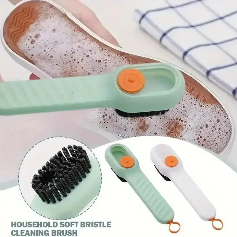 Brosse à chaussures multifonction automatique, 1 pièce, cheveux doux, pression manuelle, trou de suspension pour vêtements, outil de nettoyage de tapis