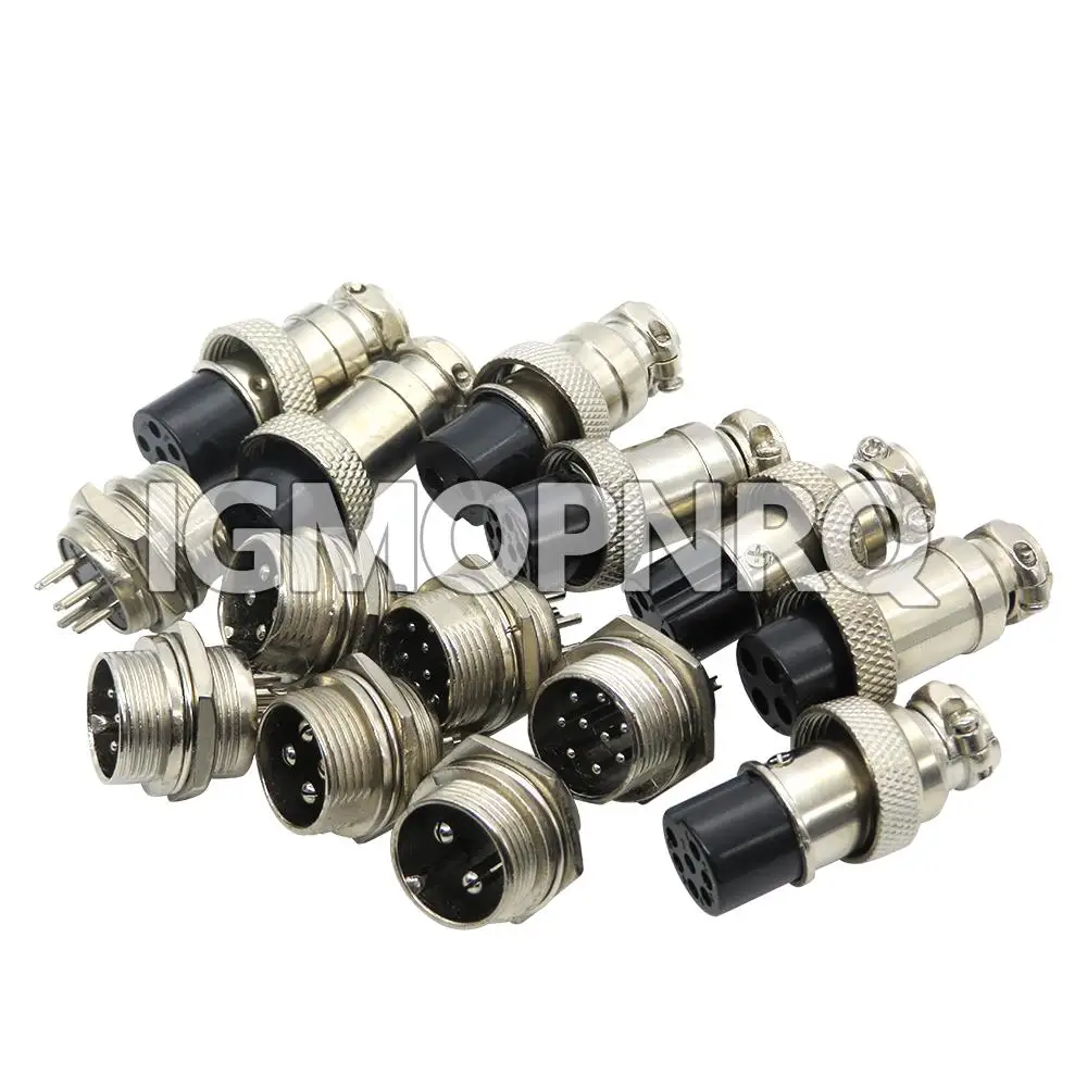 1Set GX16 2/3/4/5/6/7/8/9 Pin Male & Female 16mm Metal Circular Aviation Connector  Socket Plug 2PIN 3PIN 4PIN 5PIN 6PIN