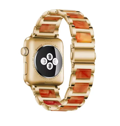 Resin + Metal Strap For Apple Watch ultra Band 49mm 41mm 45 44 40 42 38 mm Woman Girl Band For Iwatch Series 8 7 6 Se 5 4 3 2