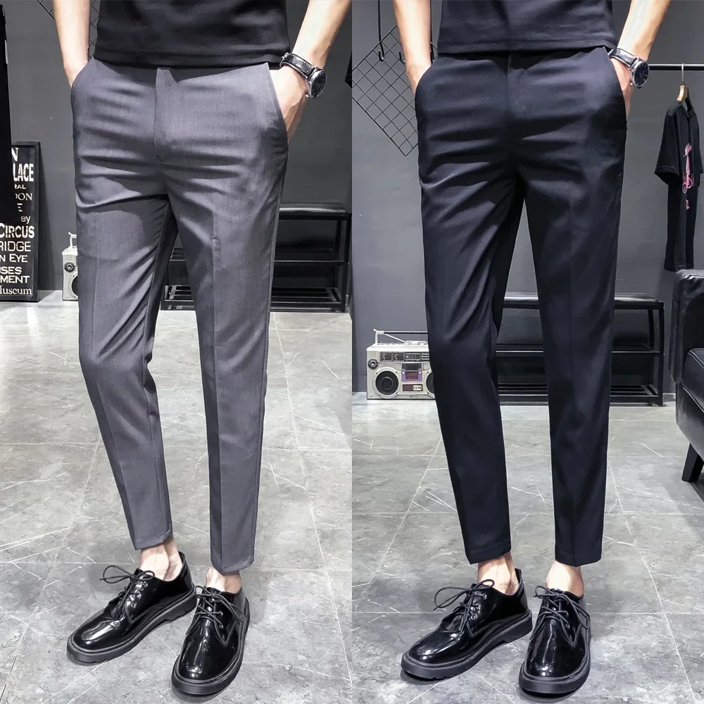 

Men Suit Pants Spring New Solid Slim Business Casual Trousers Male Wedding Straight Leg Pants Classic Fashion Male Clothing