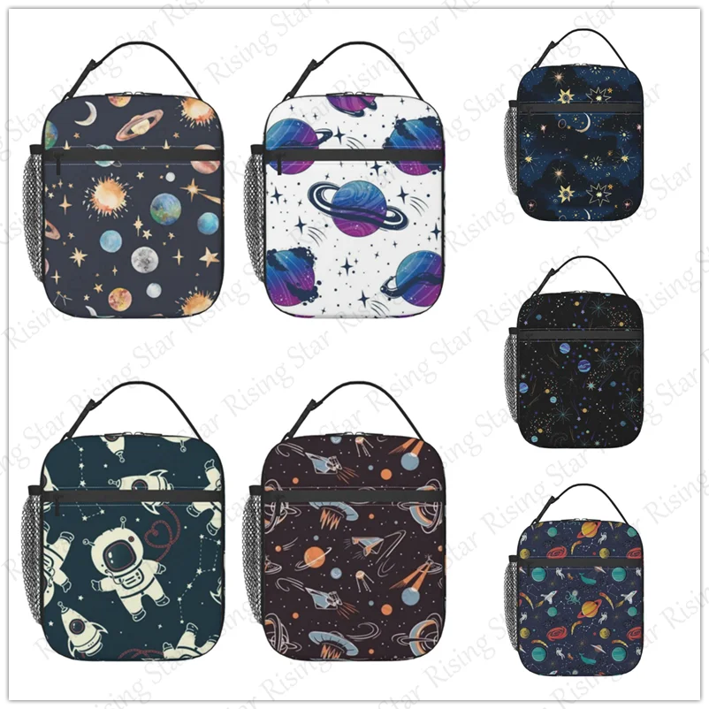 

Lunch Bag insulated bag,student thickened waterproof Bento Bag Outdoor Travel Ice Pack, Picnic Bag Travel Space Planet Pattern