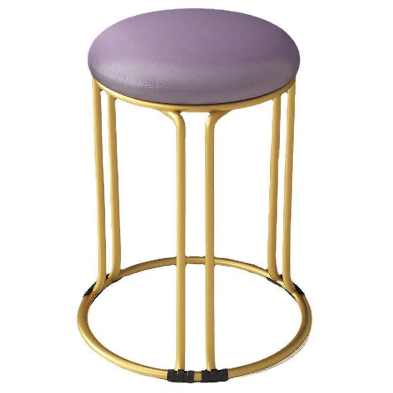 Round stool household modern simple high bench stackable dining chair light luxury high sense stainless steel dining table small