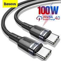 Baseus 100W/5A USB C To USB Type C Cable For iPhone 17 16 PD Fast Charging Charger Cord For Macbook Samsung Xiaomi Type-C Cable