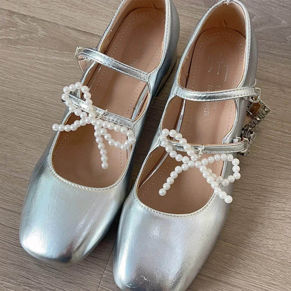 New Pearl Bowknot Shoe Buckle Lobster Clasp Fashion Pendant Shoe Accessories Sweet Girls Handmade Bow Shoe Buckle DIY Keychain