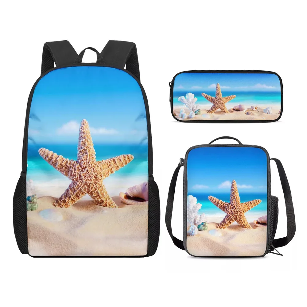 

Luxury Popular Funny animal Starfish dolphin 3D Print 3pcs/Set pupil School Bags Laptop Daypack Backpack Lunch bag Pencil Case