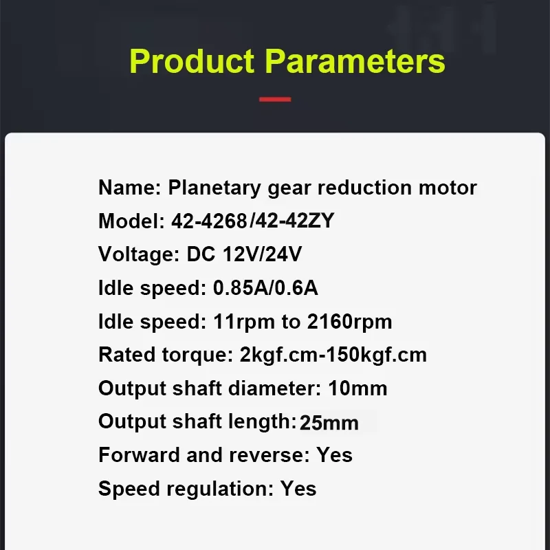 150KG 42MM  4268 42ZY DC Planetary Reducer Motor Planetary Gear 12V 24V steel pipe large torque adjustable low-speed small motor