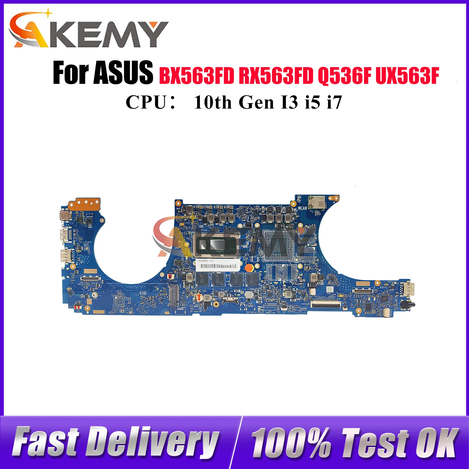 

UX563FA Laptop Motherboard For ASUS ZenBook BX563FD UX56FD UX56FA RX563FD Q536FD UX563 Notebook Mainboard With 10th Gen I3 i5 i7
