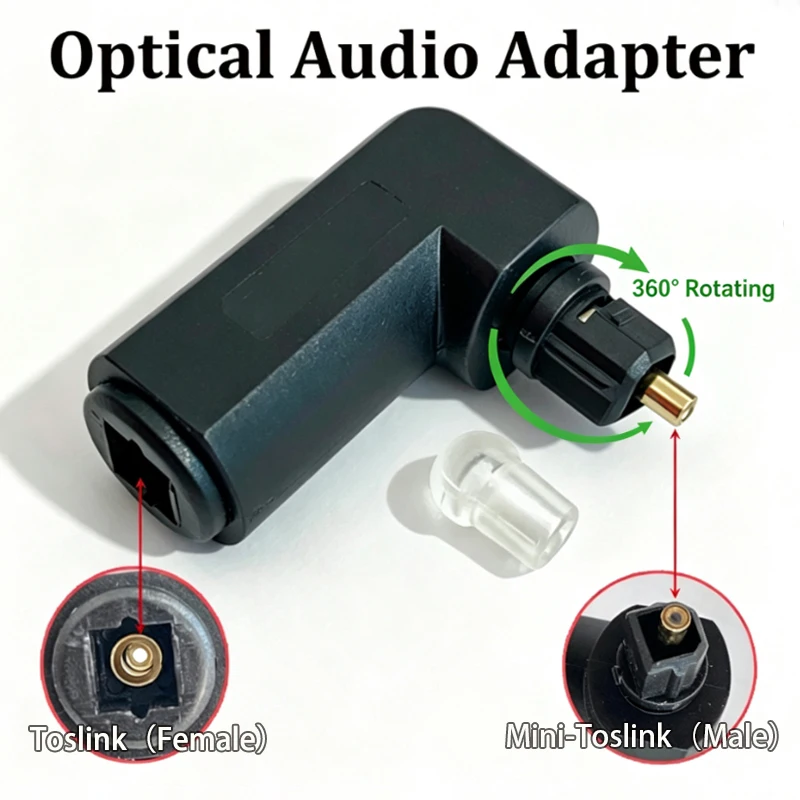 360° Rotatable Toslink Optical Audio Adapter SPDIF Square Female To Mini 3.5mm Male Fiber Connector For TV Soundbar Amplifier