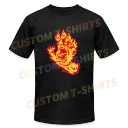 2024 Men T Shirt Casual Flame Hand Santa T-shirt Graphic Cruz Summer Short Sleeves 100% Cotton S-3XL
