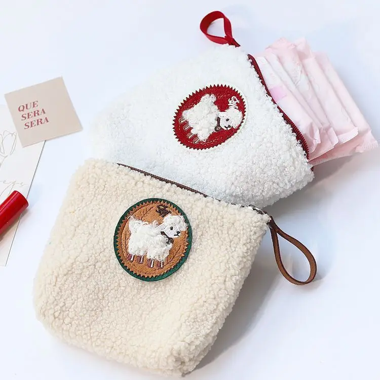 Women's Bag Teddy Plush Coin Purse INS Style Embroidered Keys Lipstick High-end Stylish Small Plush Bag For Kawaii Funny Girls