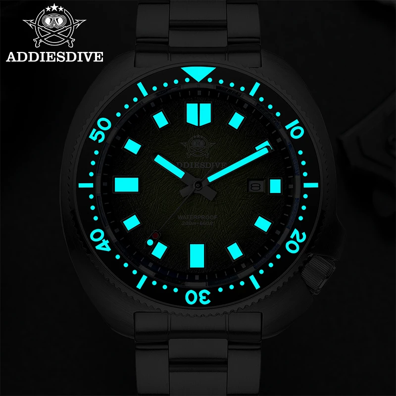 ADDIESDIVE Men Diver Quartz Watches Luxury Sapphire Glass BGW9 Luminous Wristwatch Ceramic Bezel AR Coated 200m Waterproof Watch