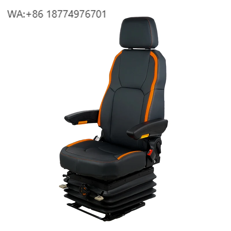 Black Construction Machinery Excavator Driver Seat  With Seat Belt