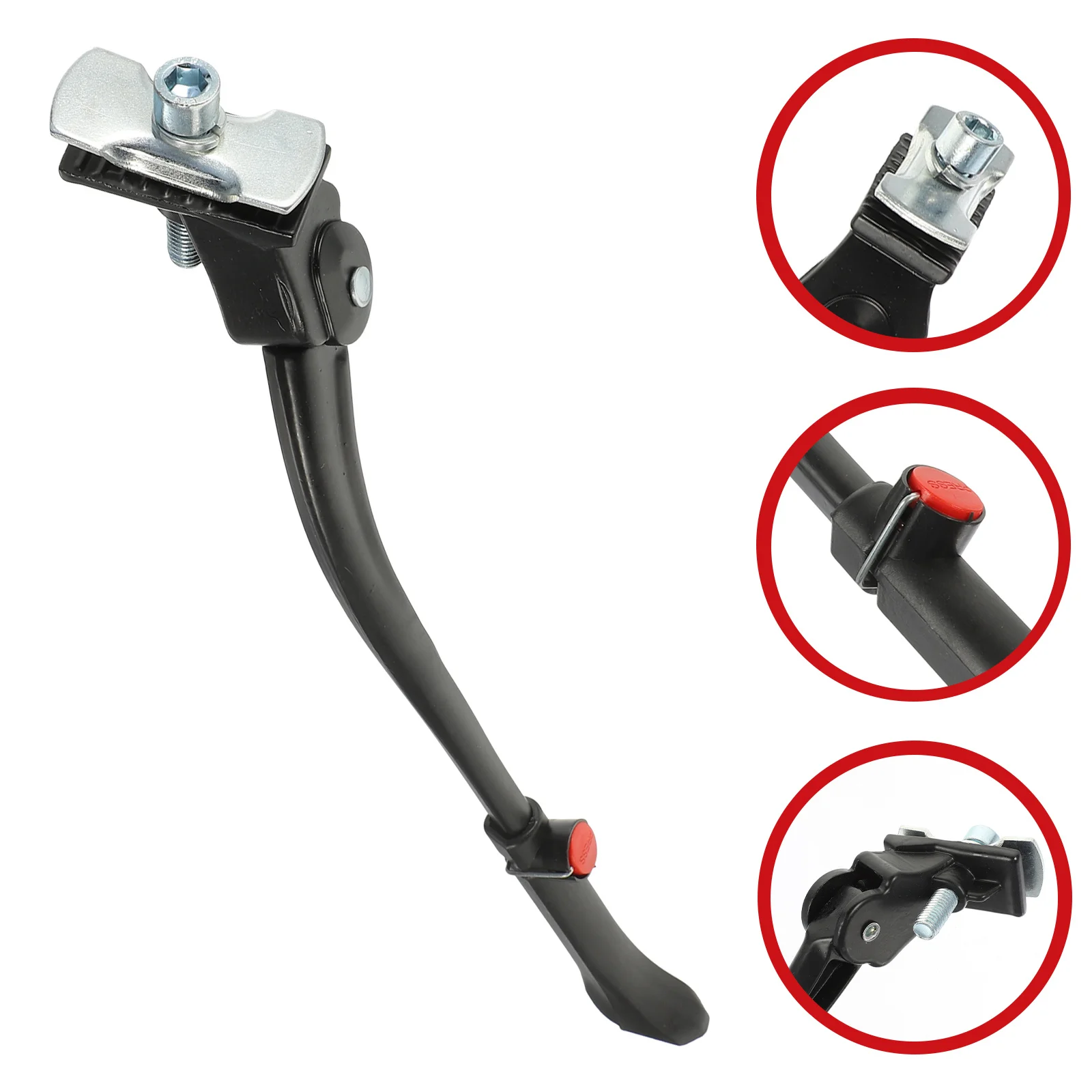 

Bike Kickstand Aluminum Alloy Black Adjustable Quick Release Side Support Parking Rack Foot Brace for Mountain Bike