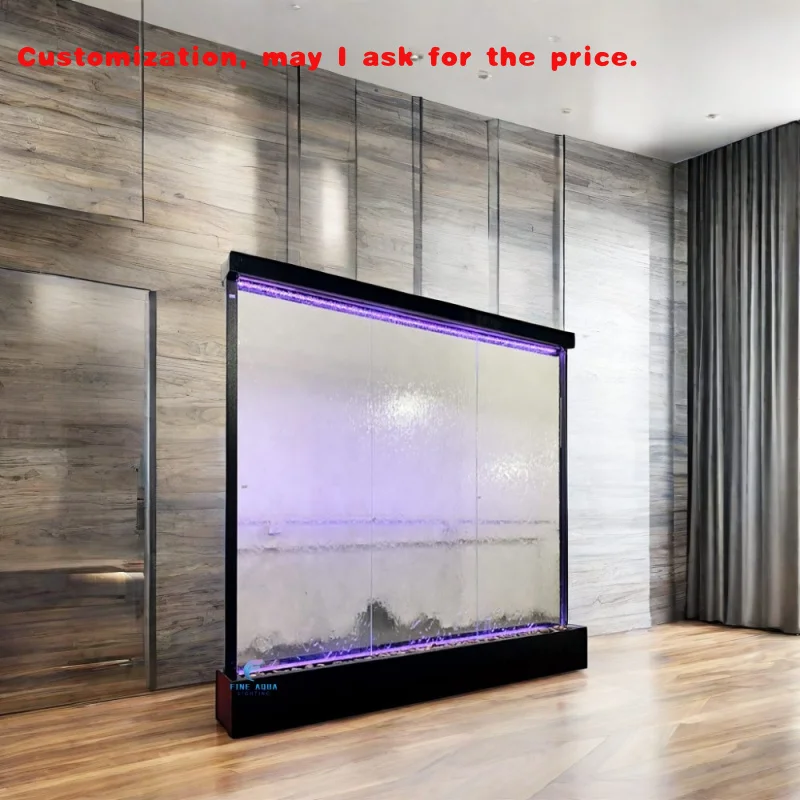 

custom.Retro Movable Glass Wall Indoor Waterfall Fountain Elegant Room Divider Suitable Wedding Party Glass
