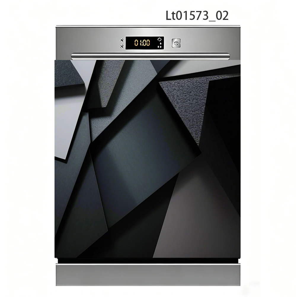 Mosaic & Lace Dishwasher Decal, Geometric Marble & Abstract Art, Waterproof Removable Kitchen Appliance Sticker