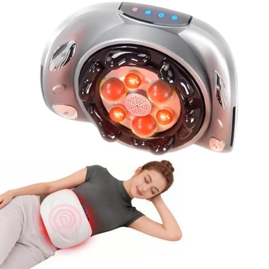 

Электрический массажер для живота и брюшной полости с двойными дисковыми насадками, функцией теплового воздействия и беспроводным управлением