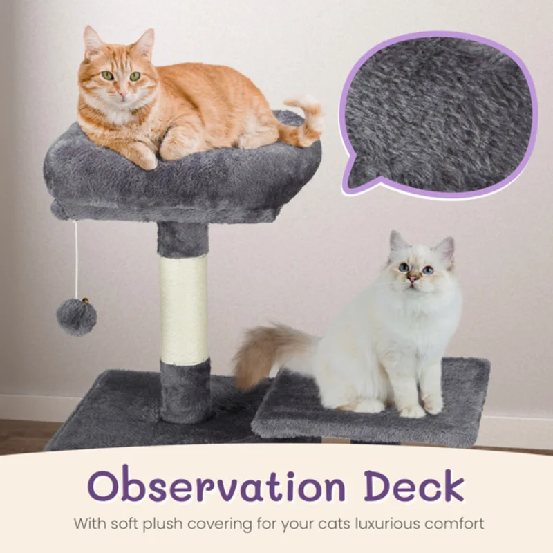 47Inch Dark Gray Scratching Board Ladder House Single Bed Jumping Platform Velvet Sisal Cat Climbing Frame