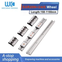 Built-In Dual-Axis Core Linear Guide SGR20N The Length Is 150-1150mm+SGB20N-3/4/5 Wheel Slider Slide Rail Combination