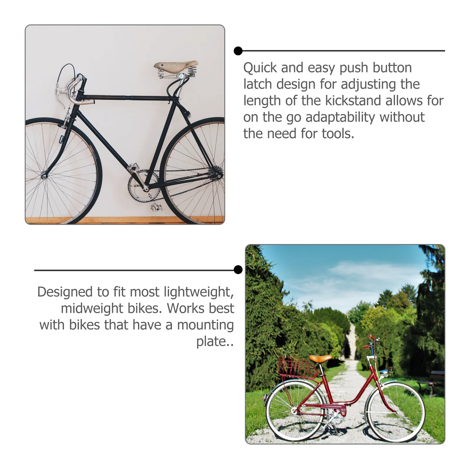 

Aluminum Alloy Bike Kickstand Adjustable Foot Brace For Parking On Uneven Ground Non-Slip Folding Stand Support