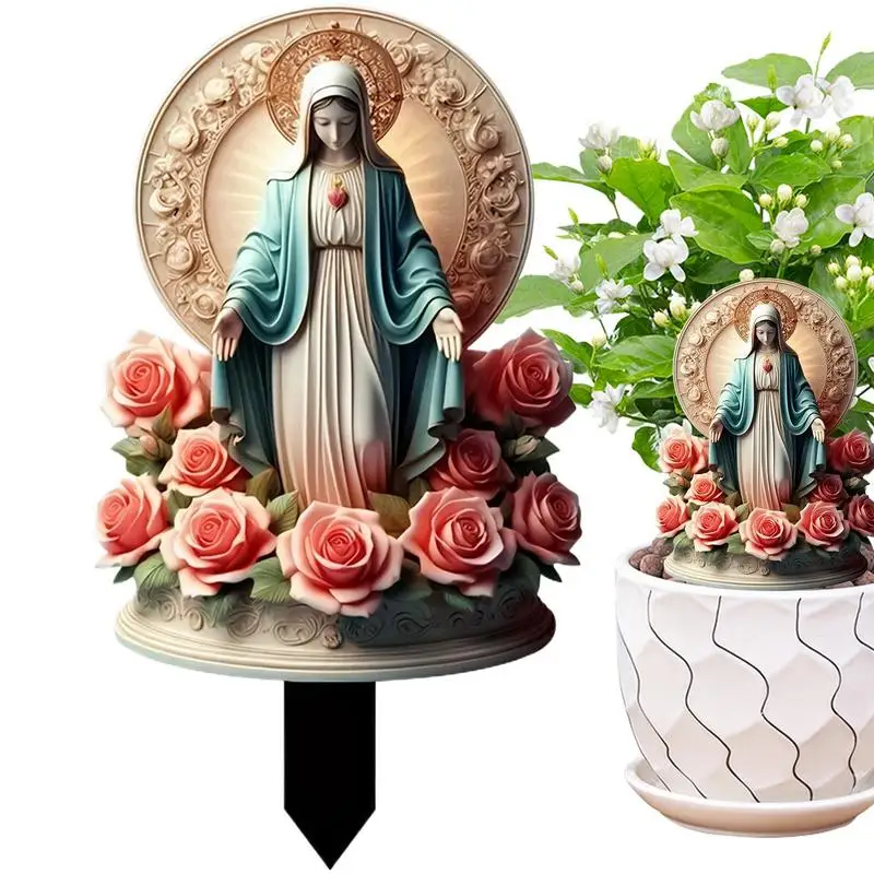 

Acrylic Virgin Mary Garden Bright Color Plant Stakes Fairy Angel Garden Plant Stakes Outdoor Lawn Courtyard Christmas Decoration