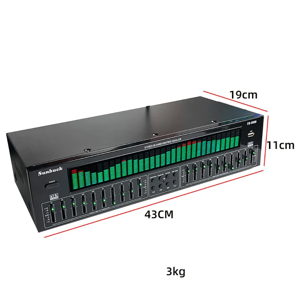 Professional EQ8000 Audio Processor EQ Equalizer - Bluetooth 5.4, Optical/Coaxial Decoder, USB Hi-Fi Preamp with Remote Control