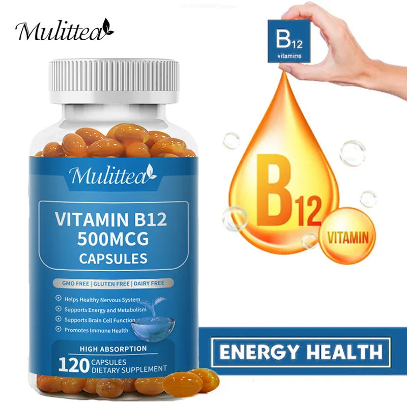 Mulittea Vitamin B12 Capsules Help Relieve Fatigue Improve Digestion Reduce Stress &Relieve Anxiety Immune System Energy Support