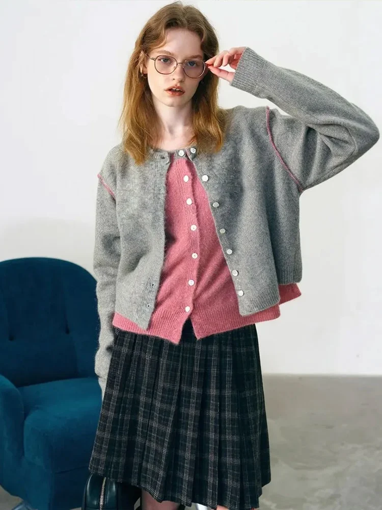 

Soft Knitted Open Cardigan oulder Sve Insert Loose Fit Color Blo Sweater Autumn New Sle Casual Comfortable Women's Top