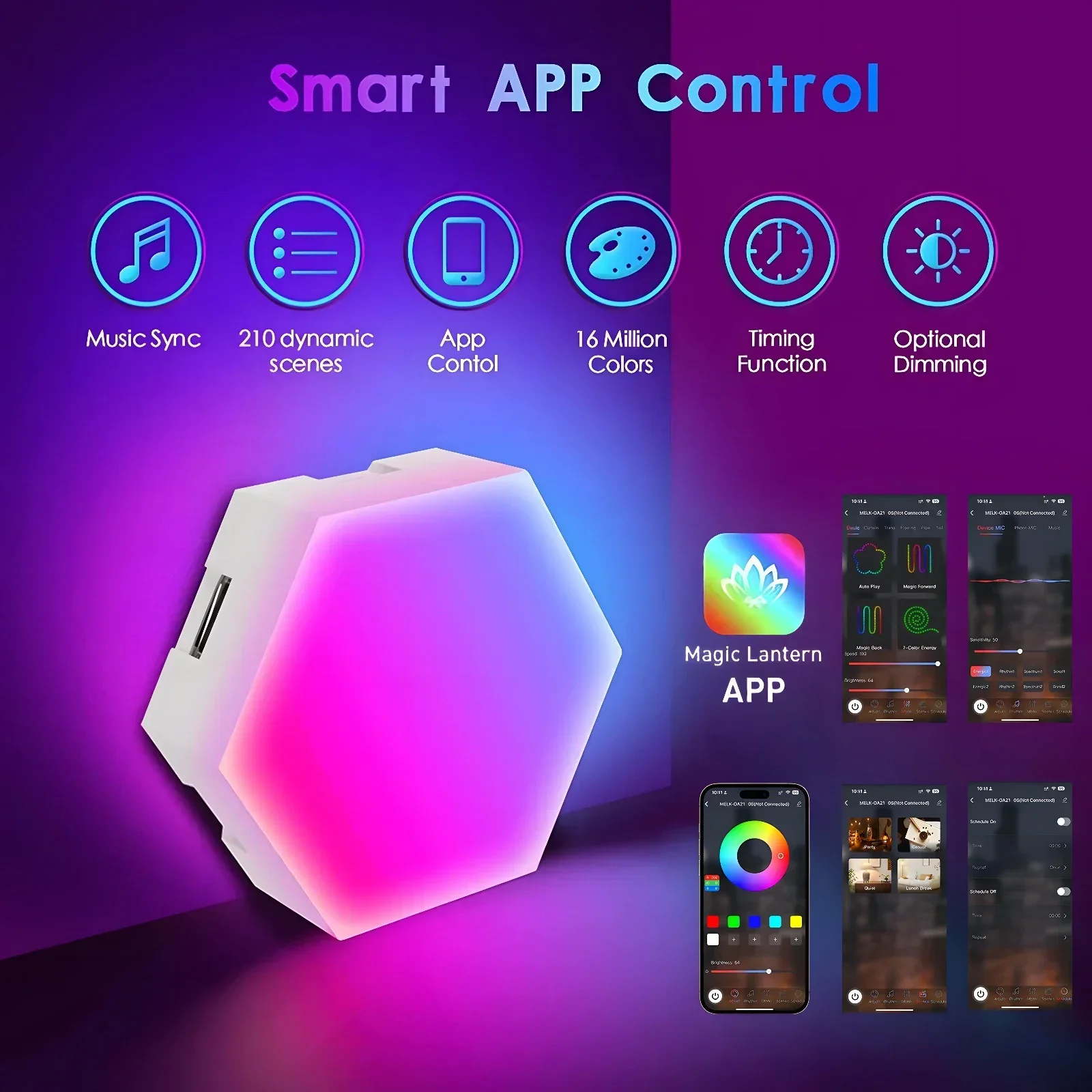 12Modular LED Intelligent Light RGB Hexagon Light APP Bluetooth Control Modular Wall Lamp for Gaming Room Decoration Accessories