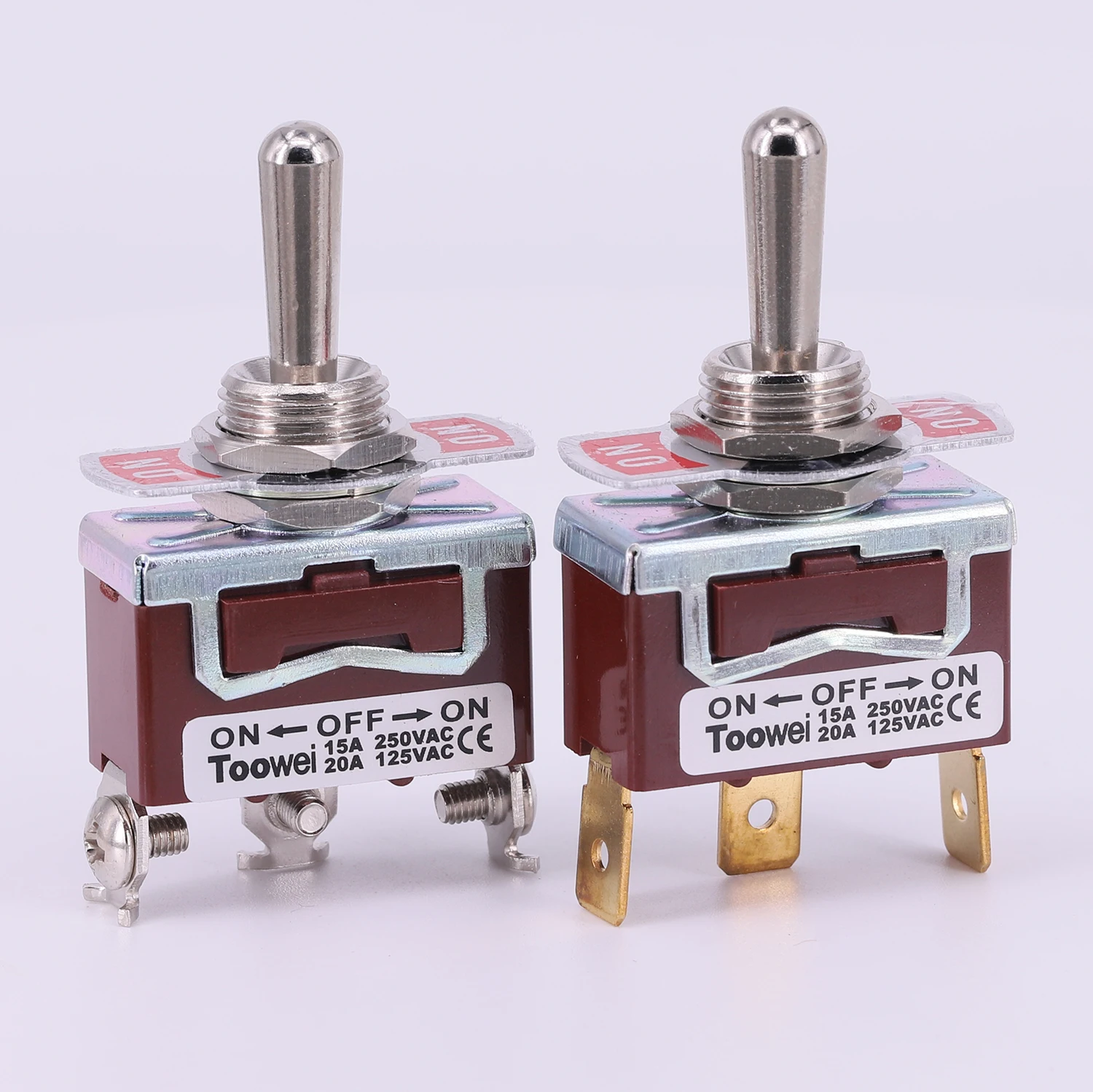 2PCS Toowei DIY Toggle Switch ON-OFF-ON 3Pin  3 Position Latching  AC 125V/20A 250V/15A Power Rocker Switch