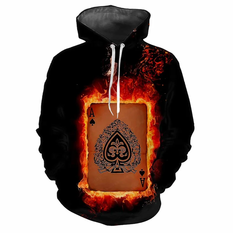 

3D Printed Cool Poker Hoodies For Men Personality Pattern Pullovers Fashion Casual Hooded Loose Tops Sweatshirts Long Sleeves