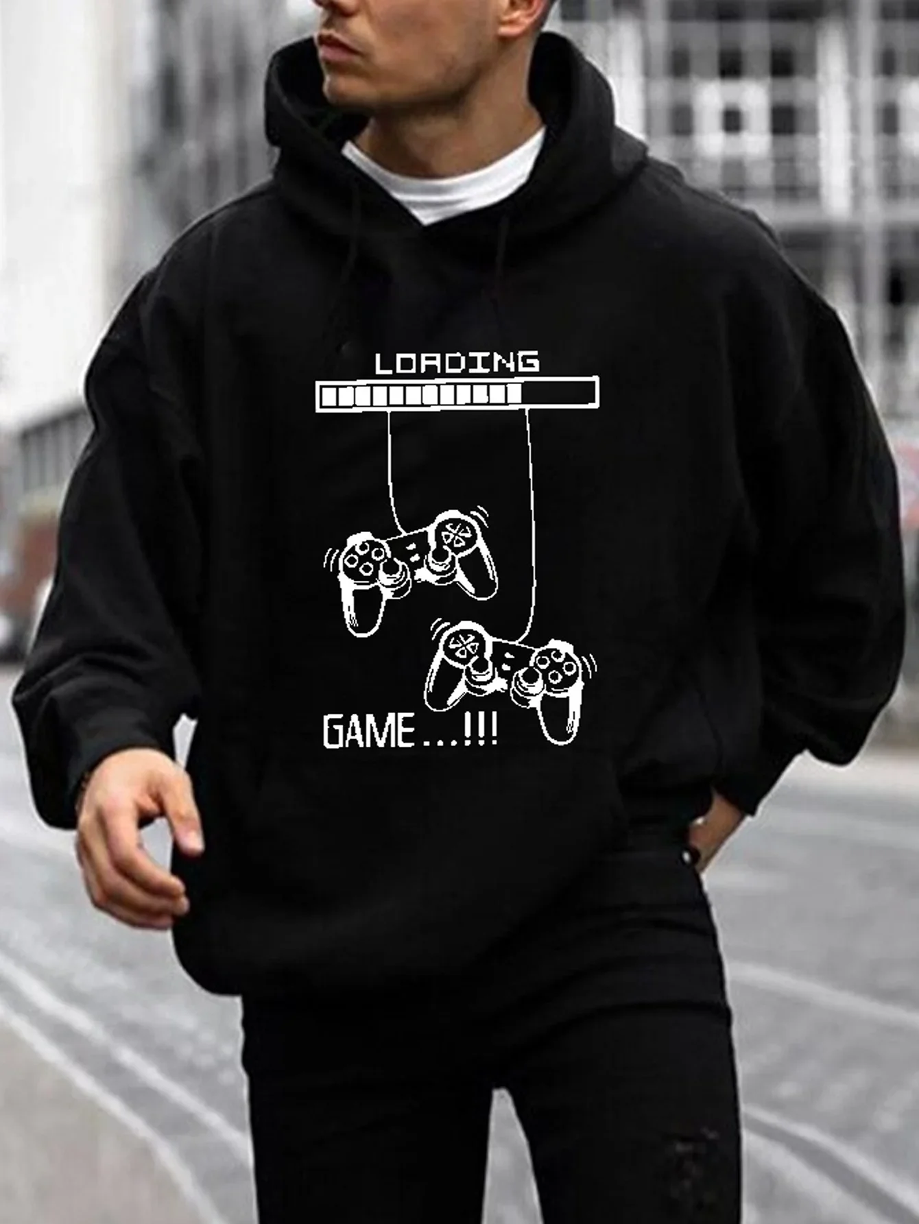 Printed Hooded Men's Game Hoodie, Cool Sweatshirt for Men, Casual Graphic Design Pullover, Hooded