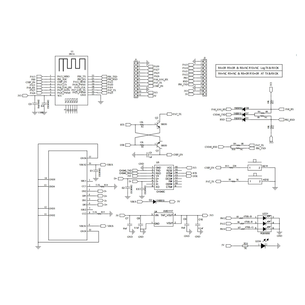 HOT BW16-Kit Development Board RTL8720DN Dual-Band Wi-Fi Low-Power Bluetooth BLE Module Type-C Interface