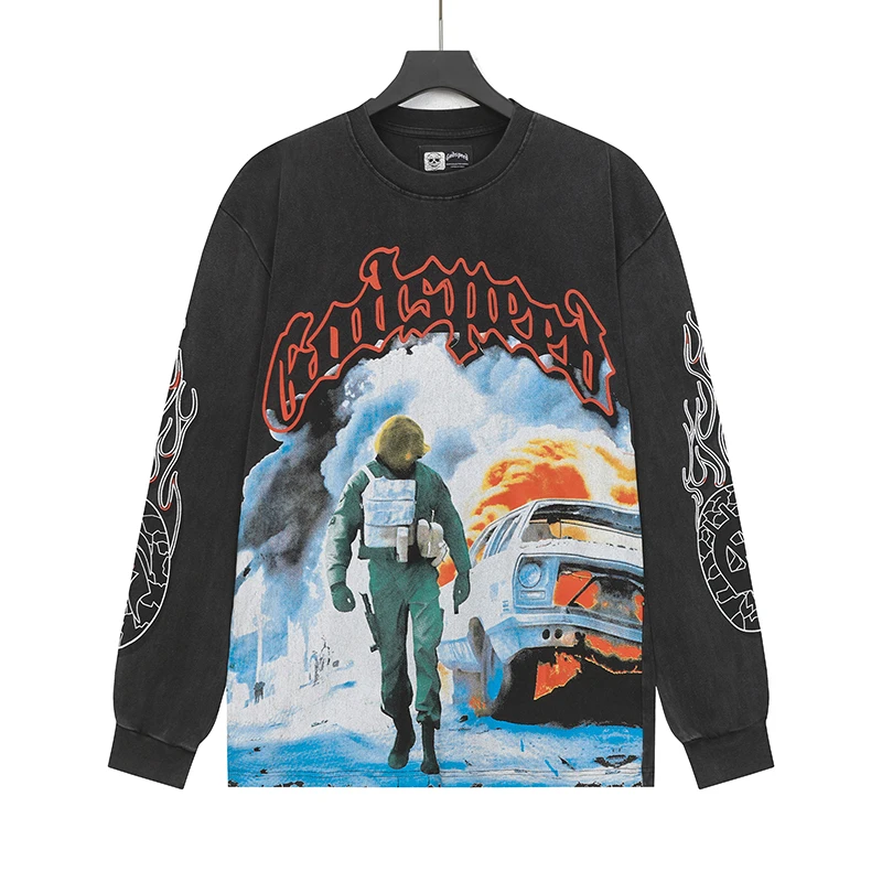 

Godspeed T-shirts Men Women Streetwear Trend Brand Pattern Printed Tops 2025 Fall Winter New Godspeed Long Sleeve