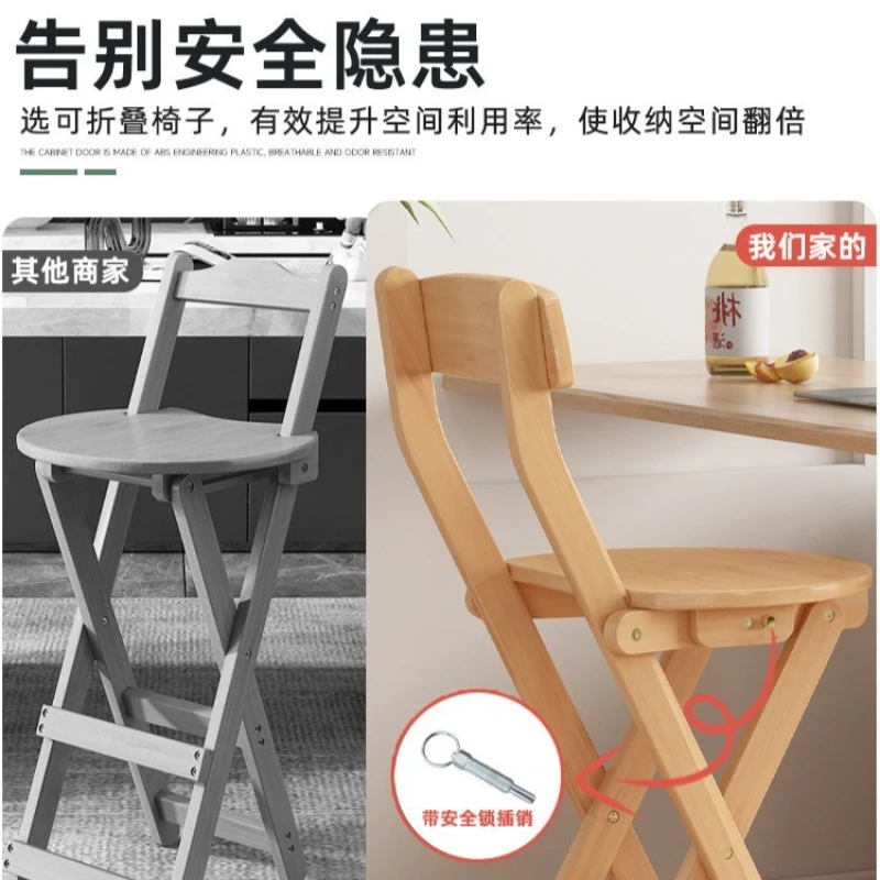 Great New Premium Sturdy Foldable Bamboo High Bar Stool with Backrest, Portable for Restaurant, Cafe, Counter, Indoor & Outdoor.