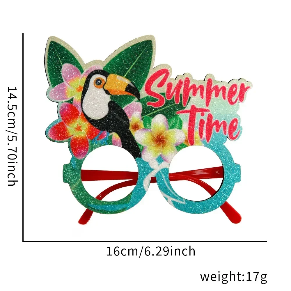 Occhiali di carta a tema Hawaii Hello Summer Flamingo albero di cocco cornice per occhiali Photo Booth puntelli Happy Hawaiian Party Decor