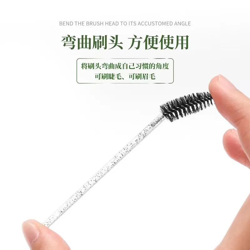 50/100Pcs Disposable Eyelash Extension Mascara Wand Glitter Micro Lash Brushes Spoolie With Container Case Bendable brush head