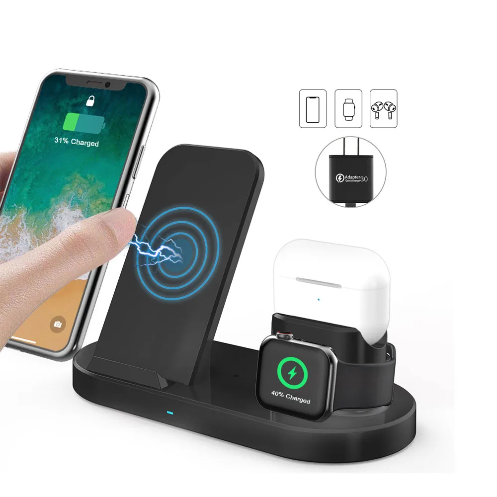 

Mobile Charging Station Standard 3 in 1 Fast Wireless Charger Wireless Charging Holder