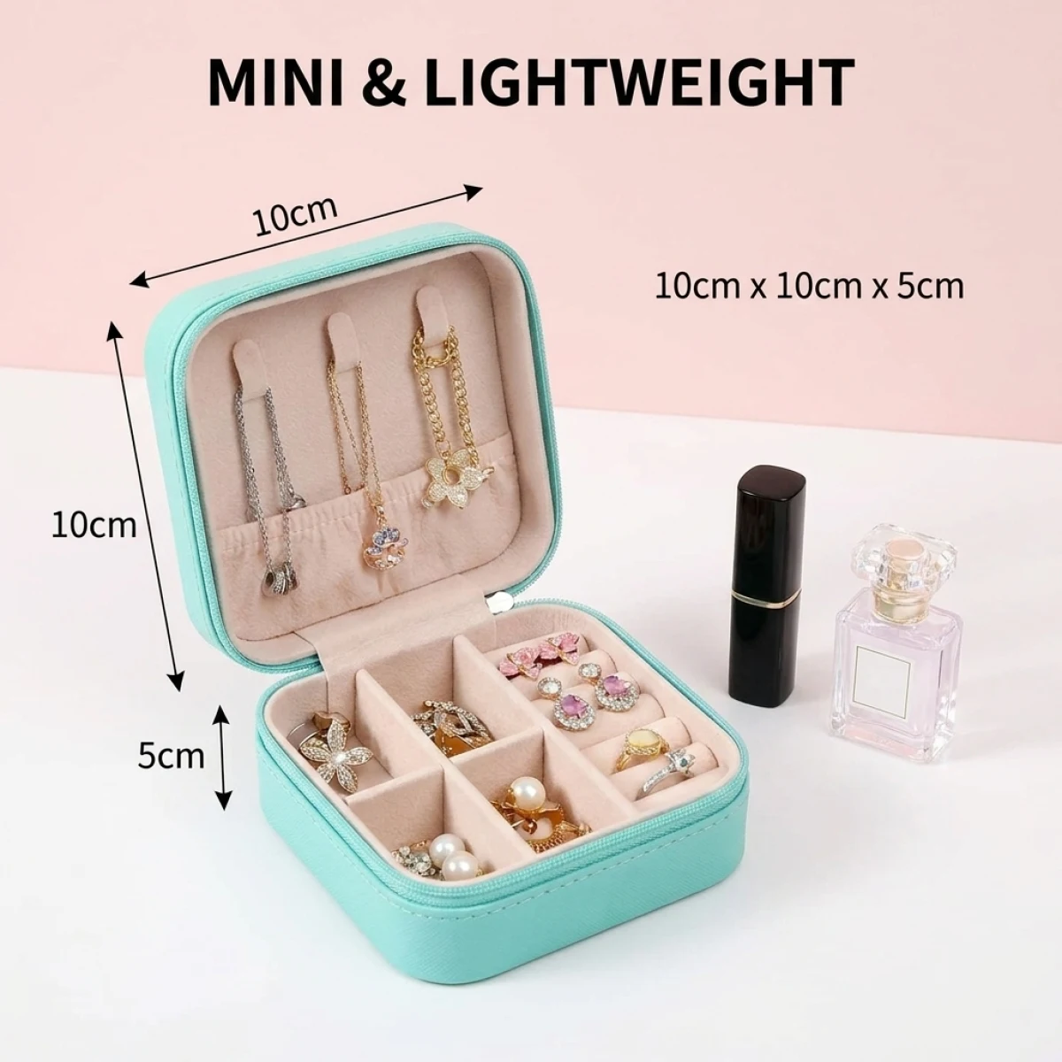 Small  Jewelry Storage Box, Multi-Compartment for Earrings Rings Necklace, Detachable Divider, Waterproof, Cute Gift for Women