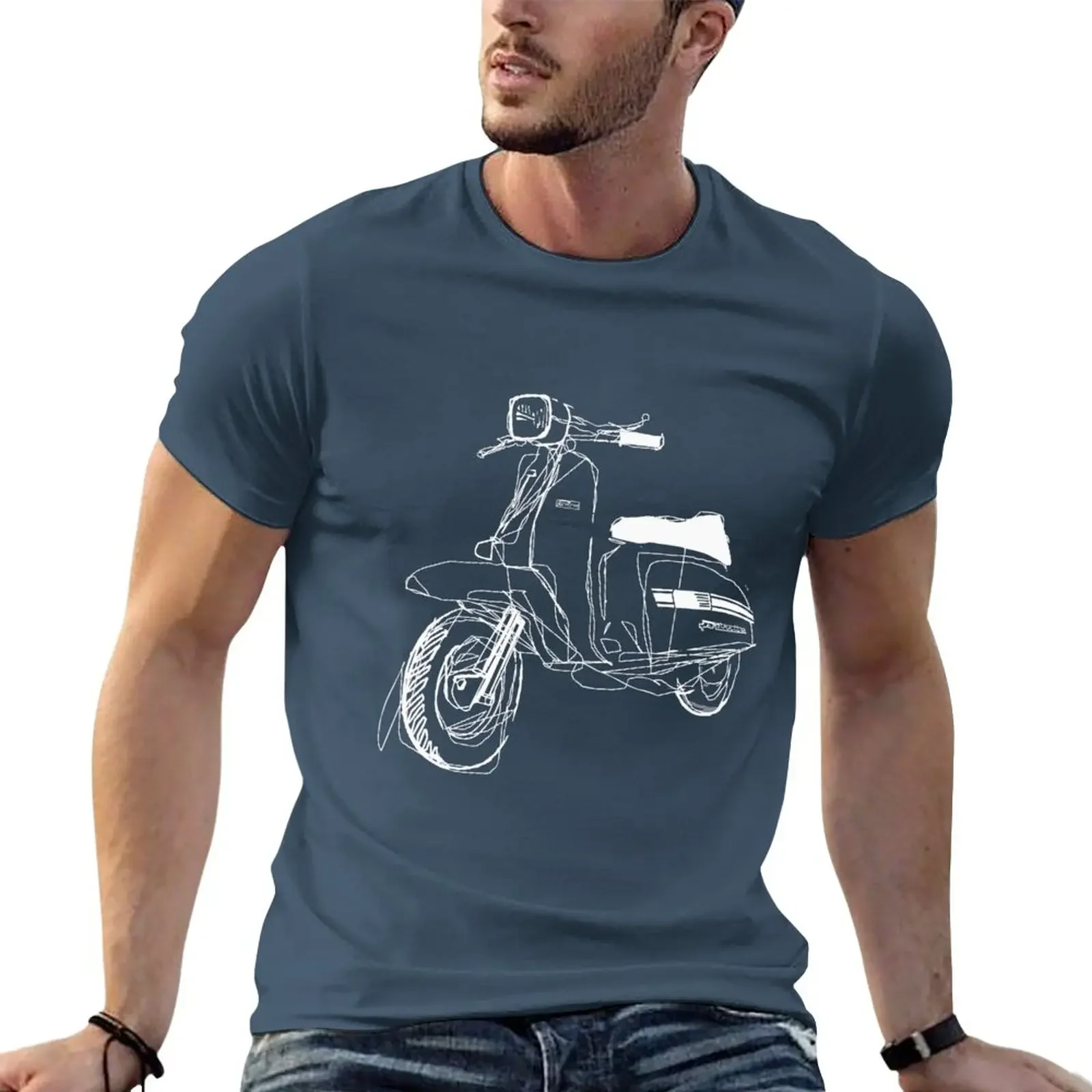 LAMBRETTA CUSTOM LINE ART DRAWING FOR GP200 T-Shirt boys whites customs men clothing