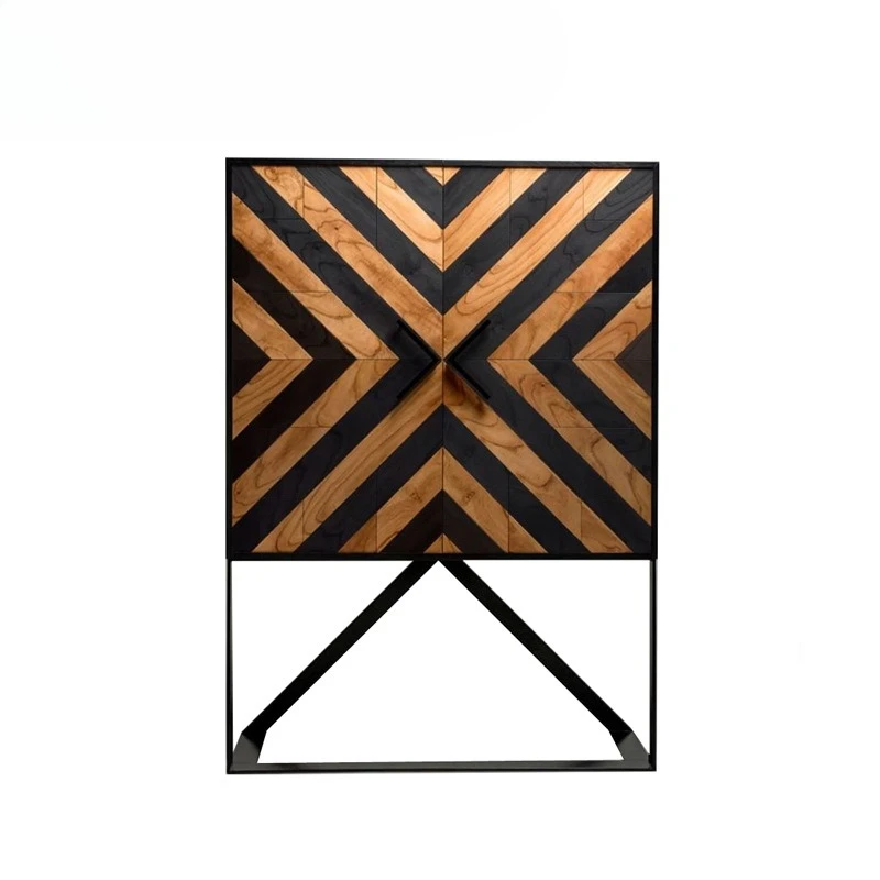 High-end hotel decorative cabinets, solid wood lobby display cabinets, public area storage cabinets