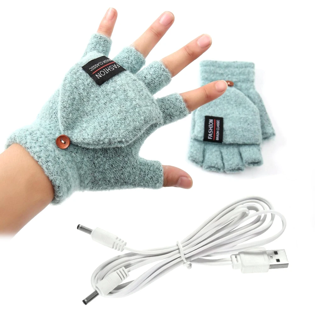 Mitaines Chauffantes USB électriques Pour Femme - Noires, Maille Douce, Taille Unique