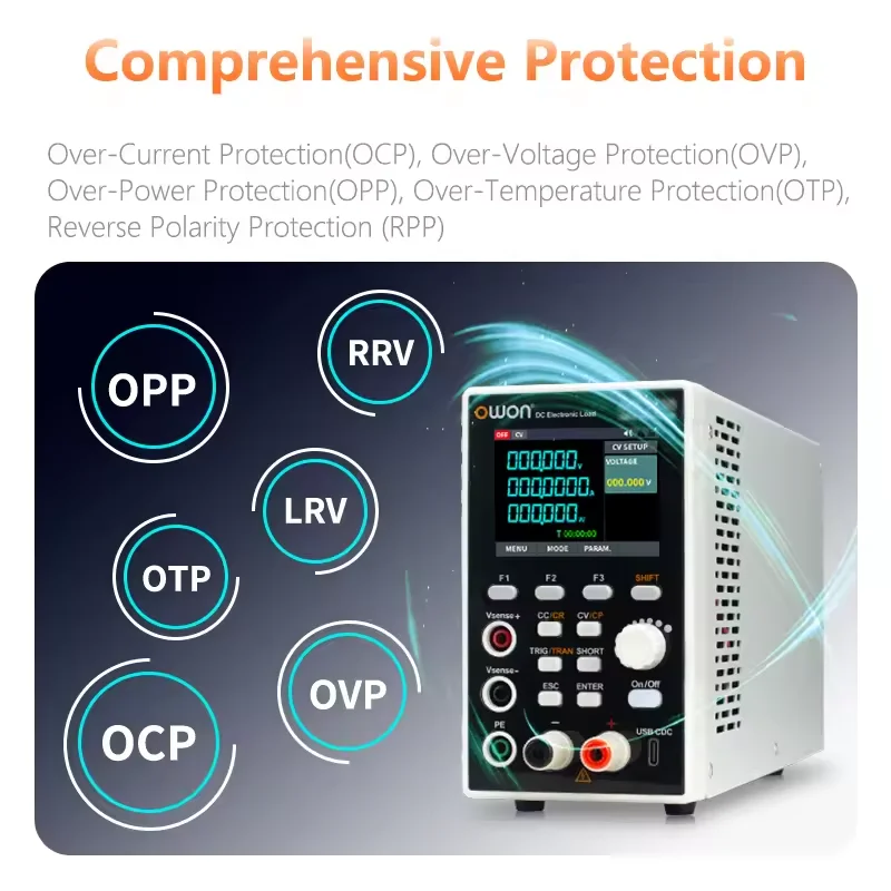 OWON OEL Series Programmable Electronic Load 150-300W 150-300V 15-30A with SCPI Control CV/CC/CR/CP Modes 5kHz Dynamic Current