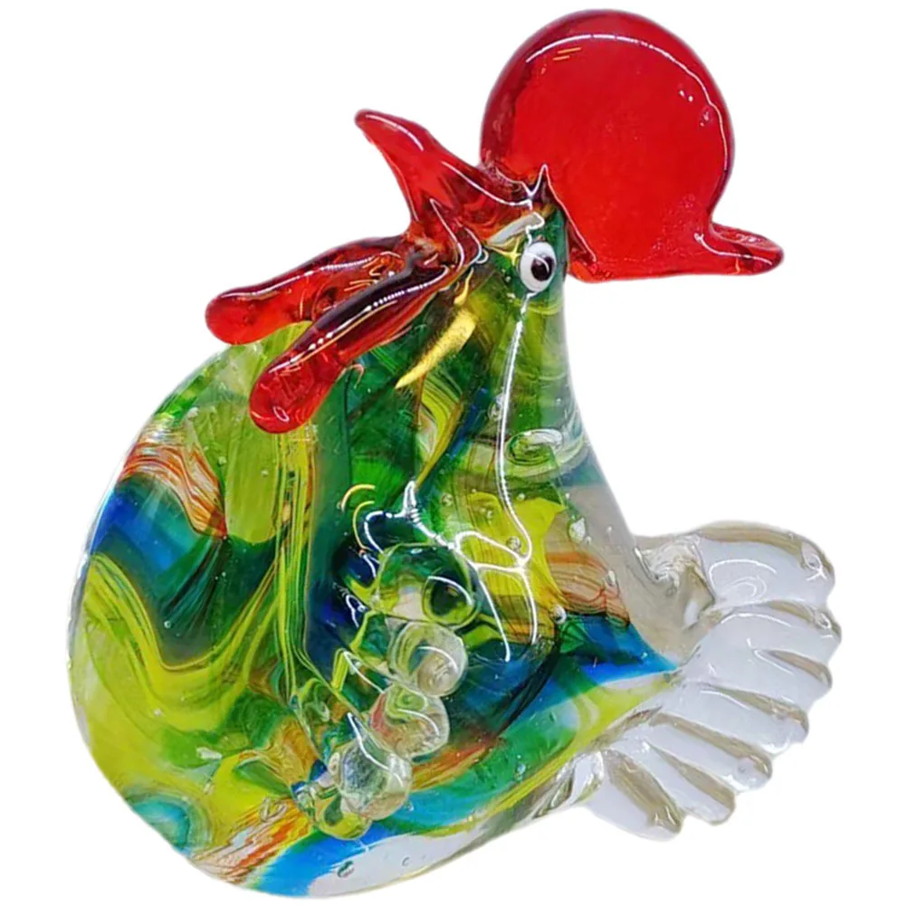 

Desktop Crystal Glass Chicken Adornment Bright Color Realistic Stable Material Decorative Home Office Glass Chicken